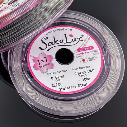 Ювелирный тросик стальной SakuLux 7 струн 0.40 мм. 100 метров. Япония