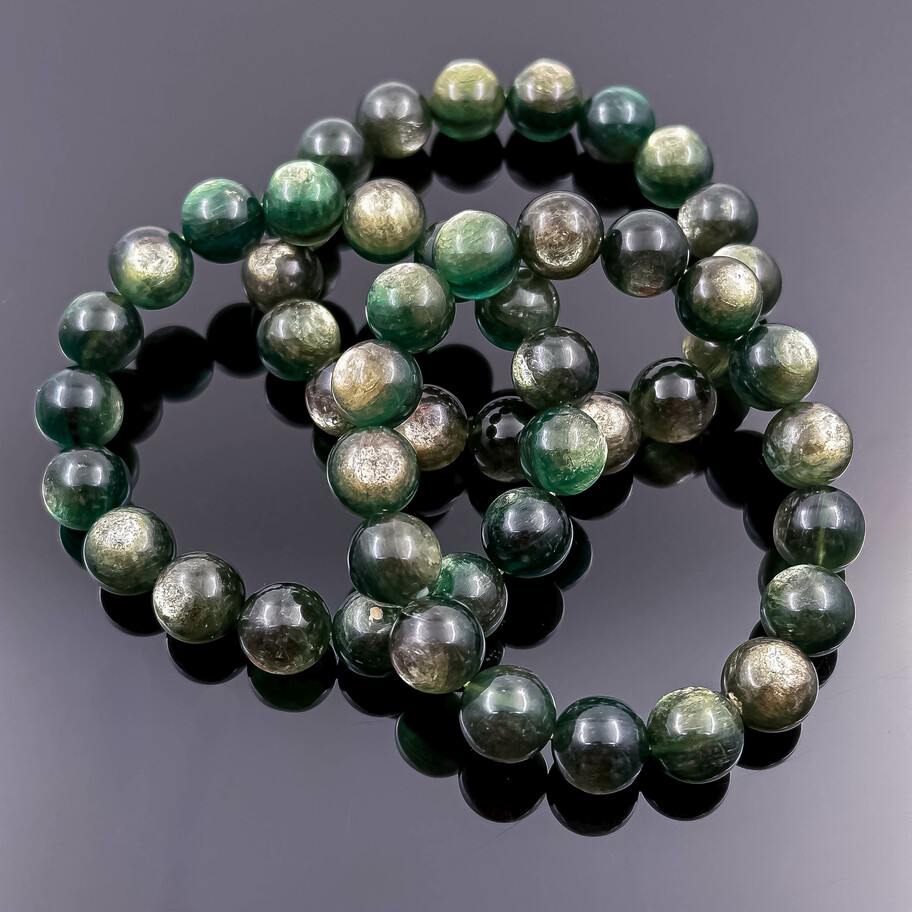 Лепидолит зеленый браслеты шар 12 мм. Размер 17 см